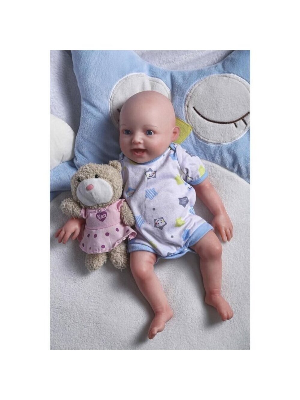 🆕17”Inch Realistic Full Silicone Reborn Baby Doll Girl Bald Doll  with Smile